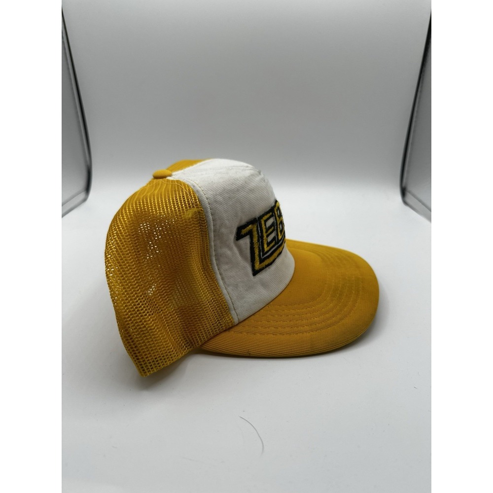 VTG ZEBCO Mesh Trucker Hat Yellow White Snapback Fishing Cap - Picture 4 of 10